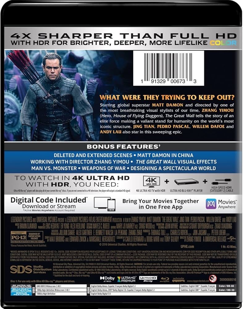 Amazon.com: The Great Wall [4K] [4K UHD] : Matt Damon, Bert